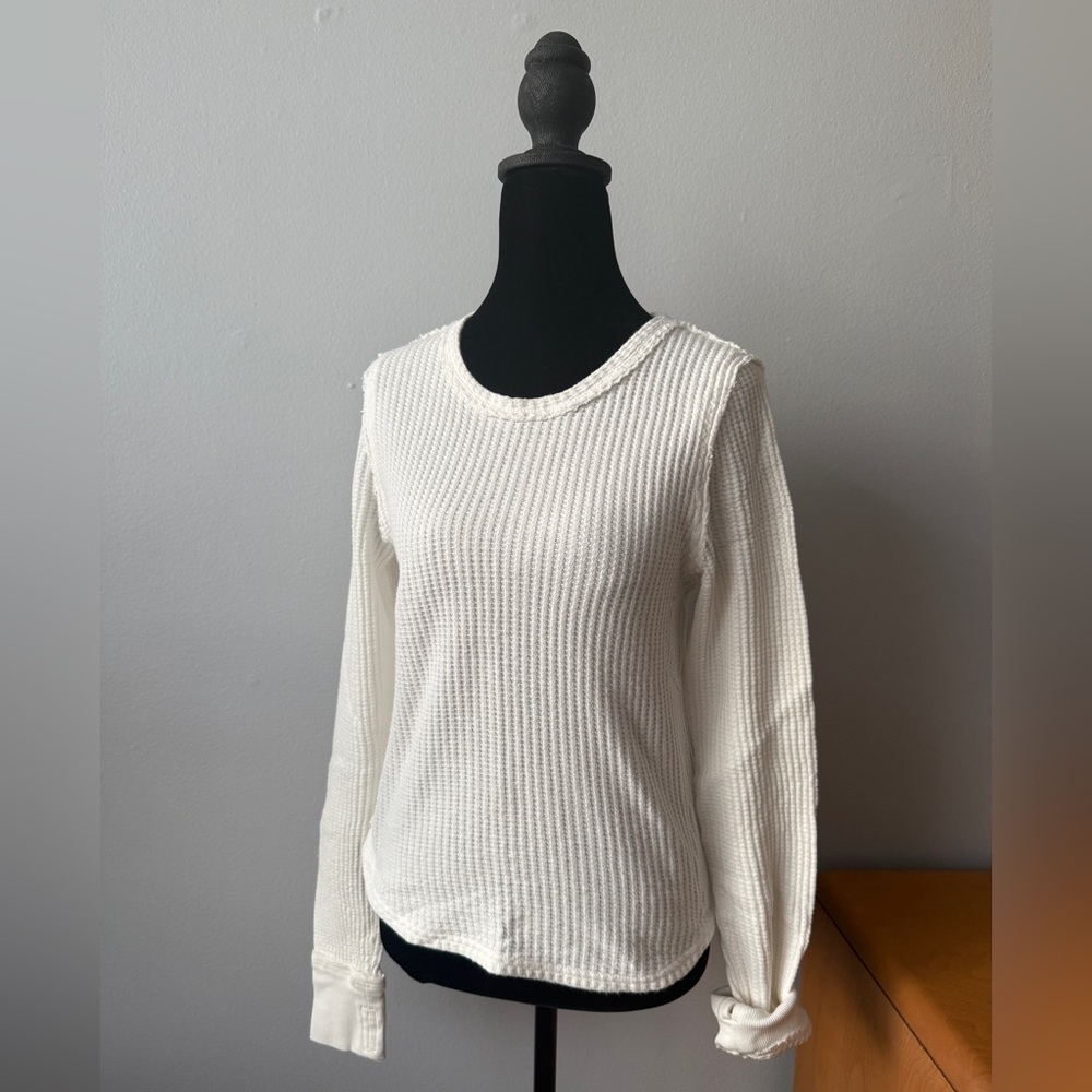 We The Free Ivory Waffle Knit Top
